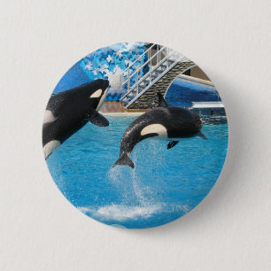 Chapa Redonda De 5 Cm Pin de las ballenas de la orca