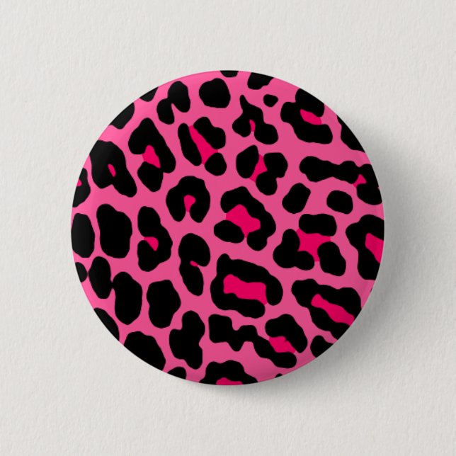 Chapa Redonda De 5 Cm Pin de leopardo rosa (Anverso)