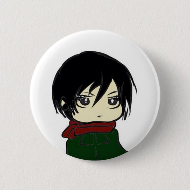 Chapa Redonda De 5 Cm Pin de Mikasa Ackerman (Anverso)
