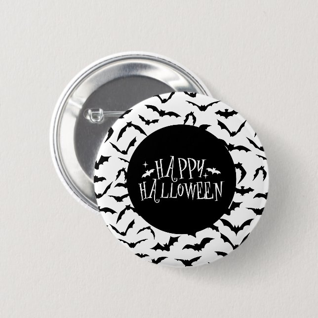 Chapa Redonda De 5 Cm Pin de murciélagos de Halloween (Anverso y reverso)
