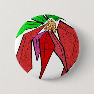 Chapa Redonda De 5 Cm Pin de Poinsetta