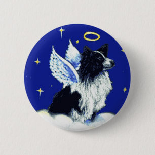 Chapa Redonda De 5 Cm Pin del ángel del border collie