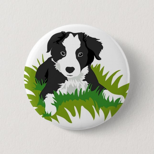 Chapa Redonda De 5 Cm Pin del border collie (Anverso)