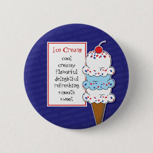 Chapa Redonda De 5 Cm Pin del cono de helado