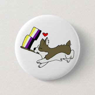 Chapa Redonda De 5 Cm Pin del Corgi del orgullo de Nonbinary