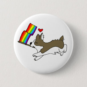 Chapa Redonda De 5 Cm Pin del Corgi del orgullo gay