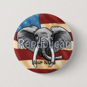 Chapa Redonda De 5 Cm pin del elefante gris republicano