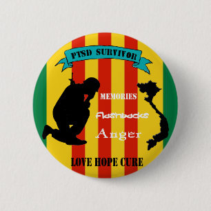 Chapa Redonda De 5 Cm Pin del superviviente de Vietnam PTSD