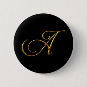 Chapa Redonda De 5 Cm Pin Elegant Monogram Letter A.