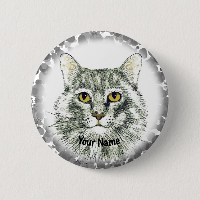 Chapa Redonda De 5 Cm pin facial de gato (Anverso)