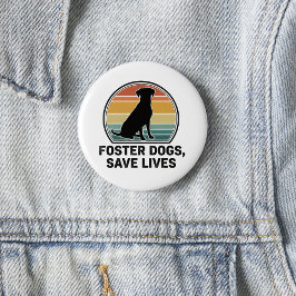 Chapa Redonda De 5 Cm Pin Gráfico Retro Perros de Acogida Salvan Vidas