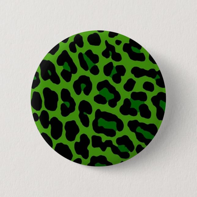 Chapa Redonda De 5 Cm Pin leopardo verde (Anverso)