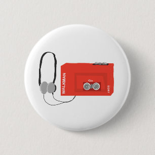 Chapa Redonda De 5 Cm Pin nostalgia de la insignia de walkman retro 80 d