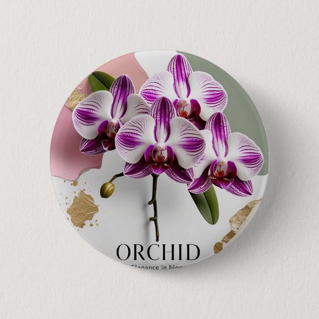 Chapa Redonda De 5 Cm Pin Orquídea Mínimo - Belleza Sutil, Gracia Cotidi (Anverso)
