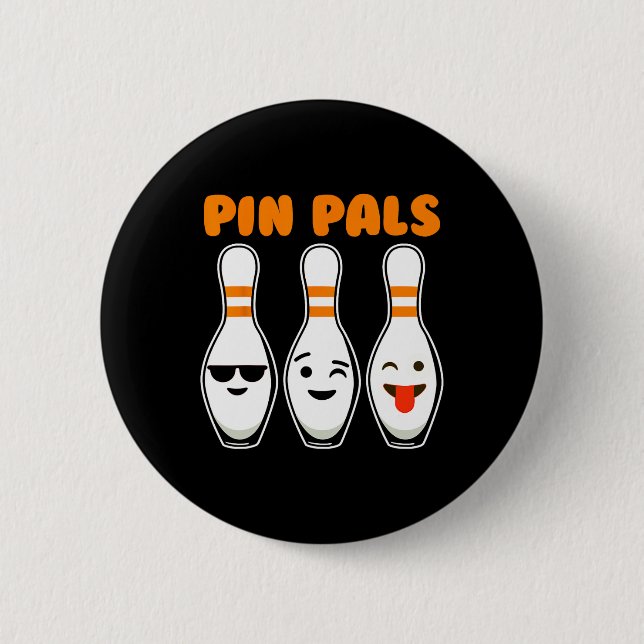 Chapa Redonda De 5 Cm Pin Pals Cute Funny Bowling (Anverso)