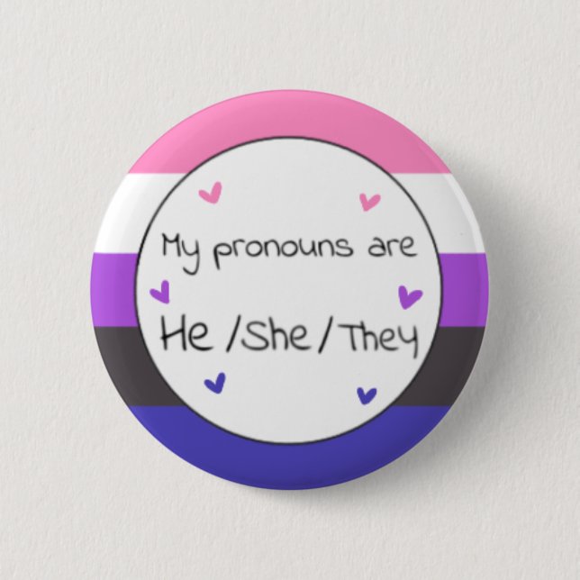 Chapa Redonda De 5 Cm Pin Pronoun (Anverso)