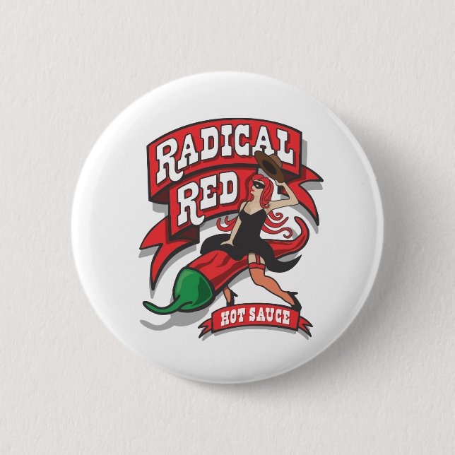 Chapa Redonda De 5 Cm Pin radical del rojo (Anverso)