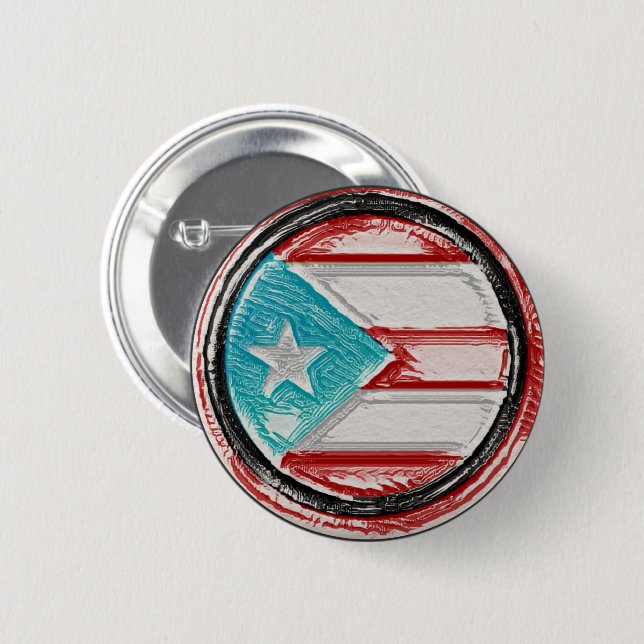 Chapa Redonda De 5 Cm Pin redondo con bandera de Puerto Rico (Anverso y reverso)
