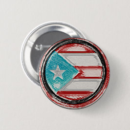 Chapa Redonda De 5 Cm Pin redondo con bandera de Puerto Rico