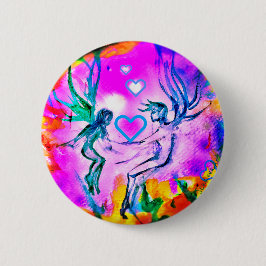 CHAPA REDONDA DE 5 CM PIN ROSADO DE LOS FAERIES DEL AMOR