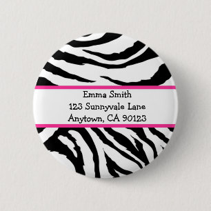 Chapa Redonda De 5 Cm Pin rosado y negro personalizado de la cebra