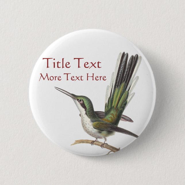 Chapa Redonda De 5 Cm Pin verde adaptable del colibrí/botón (Anverso)