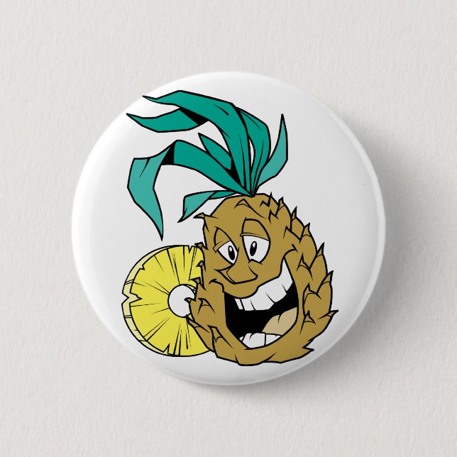 Chapa Redonda De 5 Cm Piña feliz (Anverso)