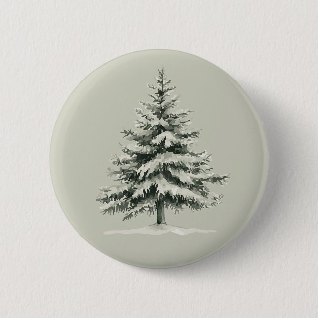 Chapa Redonda De 5 Cm Pine Tree Covered with snow (Anverso)