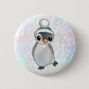 Chapa Redonda De 5 Cm Pinguin mit Mütze