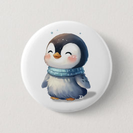 Chapa Redonda De 5 Cm Pingüino acogedor - Arte digital lindo