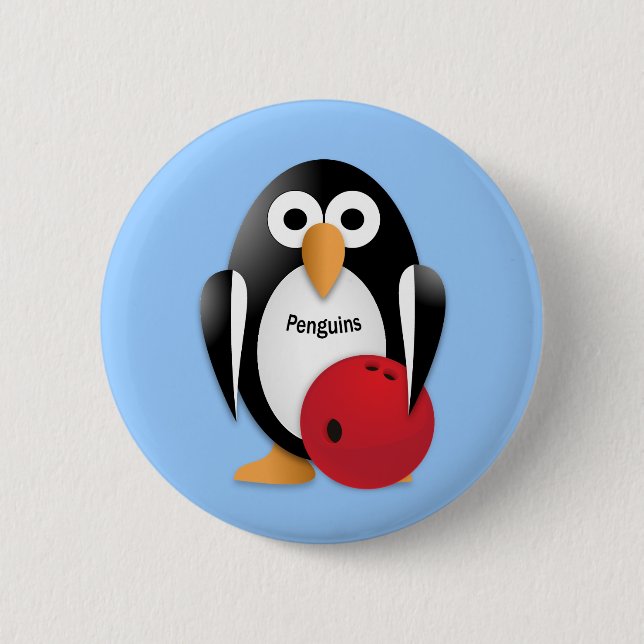Chapa Redonda De 5 Cm Pingüino con bolera (Anverso)