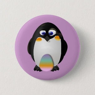 Chapa Redonda De 5 Cm Pingüino con el huevo de Pascua