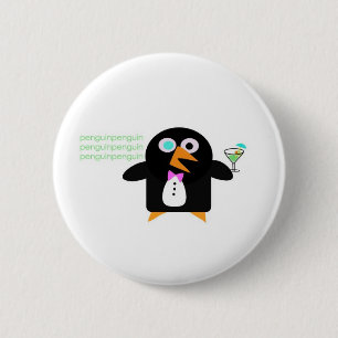 Chapa Redonda De 5 Cm pingüino con martini