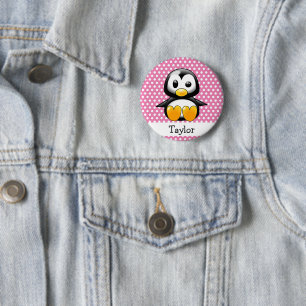 Chapa Redonda De 5 Cm Pingüino de dibujos animados lindo personalizado