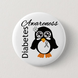 Chapa Redonda De 5 Cm Pingüino de la conciencia de la diabetes