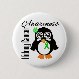 Chapa Redonda De 5 Cm Pingüino de la conciencia del cáncer del riñón