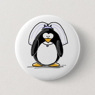 Chapa Redonda De 5 Cm Pingüino de la novia