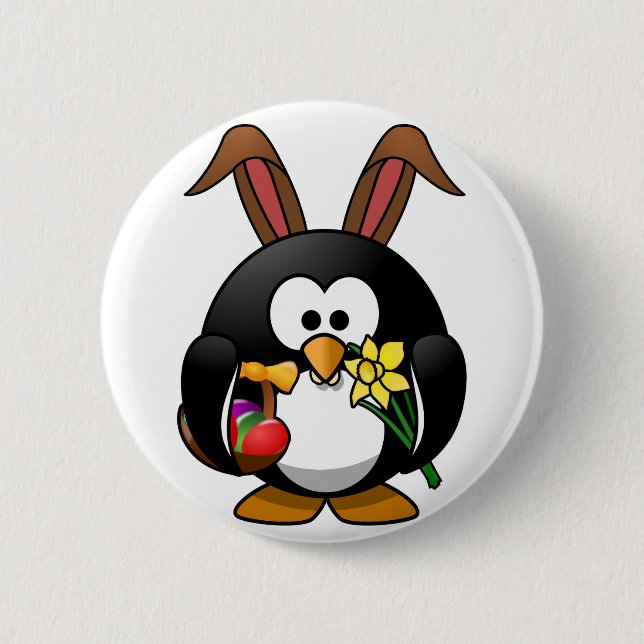 Chapa Redonda De 5 Cm Pingüino de Pascua (Anverso)