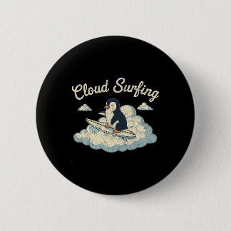 Chapa Redonda De 5 Cm Pingüino de Surf en Nubes - Diversión Caprichosa d