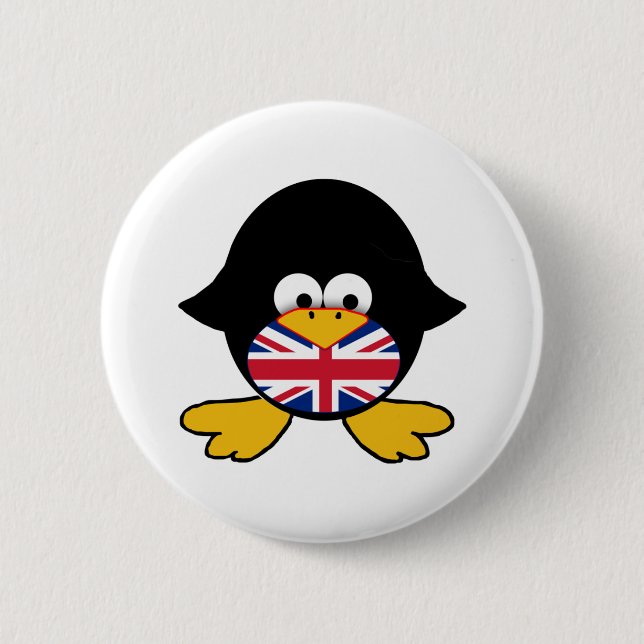 Chapa Redonda De 5 Cm Pingüino de Union Jack (Anverso)