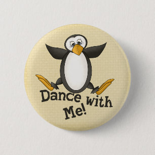 Chapa Redonda De 5 Cm Pingüino del baile