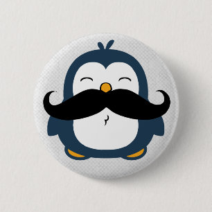 Chapa Redonda De 5 Cm Pingüino del bigote