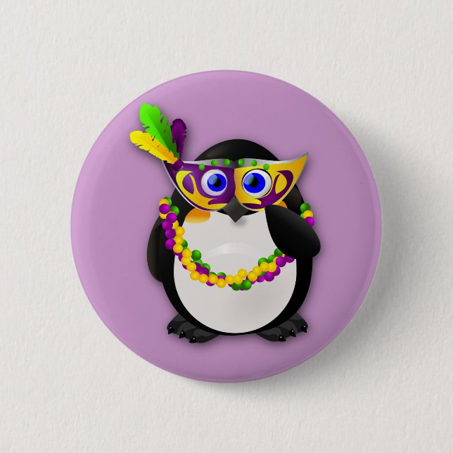 Chapa Redonda De 5 Cm Pingüino del carnaval (Anverso)