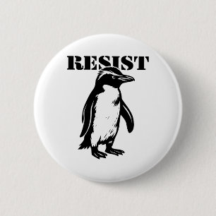 Chapa Redonda De 5 Cm Pinguino divertido resiste protesta contra arancel