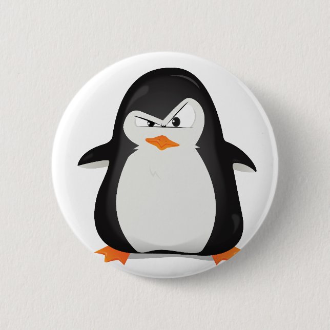 Chapa Redonda De 5 Cm Pingüino enojado (Anverso)