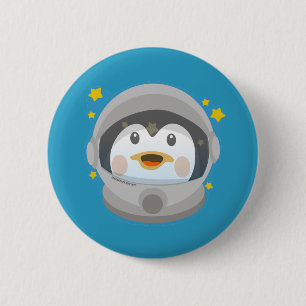 Chapa Redonda De 5 Cm Pingüino Espacial