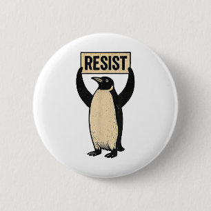 Chapa Redonda De 5 Cm Pingüino gracioso se resiste a la protesta de los