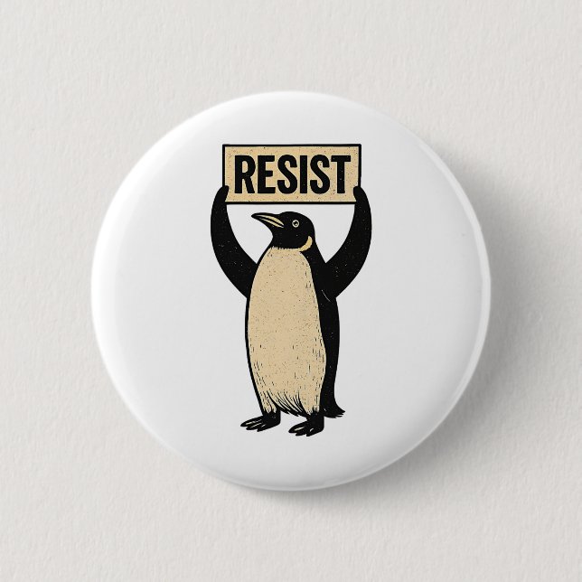 Chapa Redonda De 5 Cm Pingüino gracioso se resiste a la protesta de los  (Anverso)