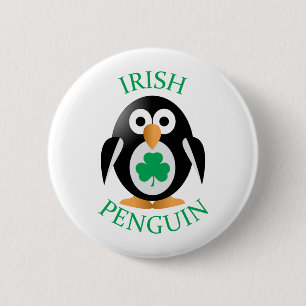 Chapa Redonda De 5 Cm Pingüino irlandés