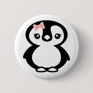 Chapa Redonda De 5 Cm Pingüino Niña Linda